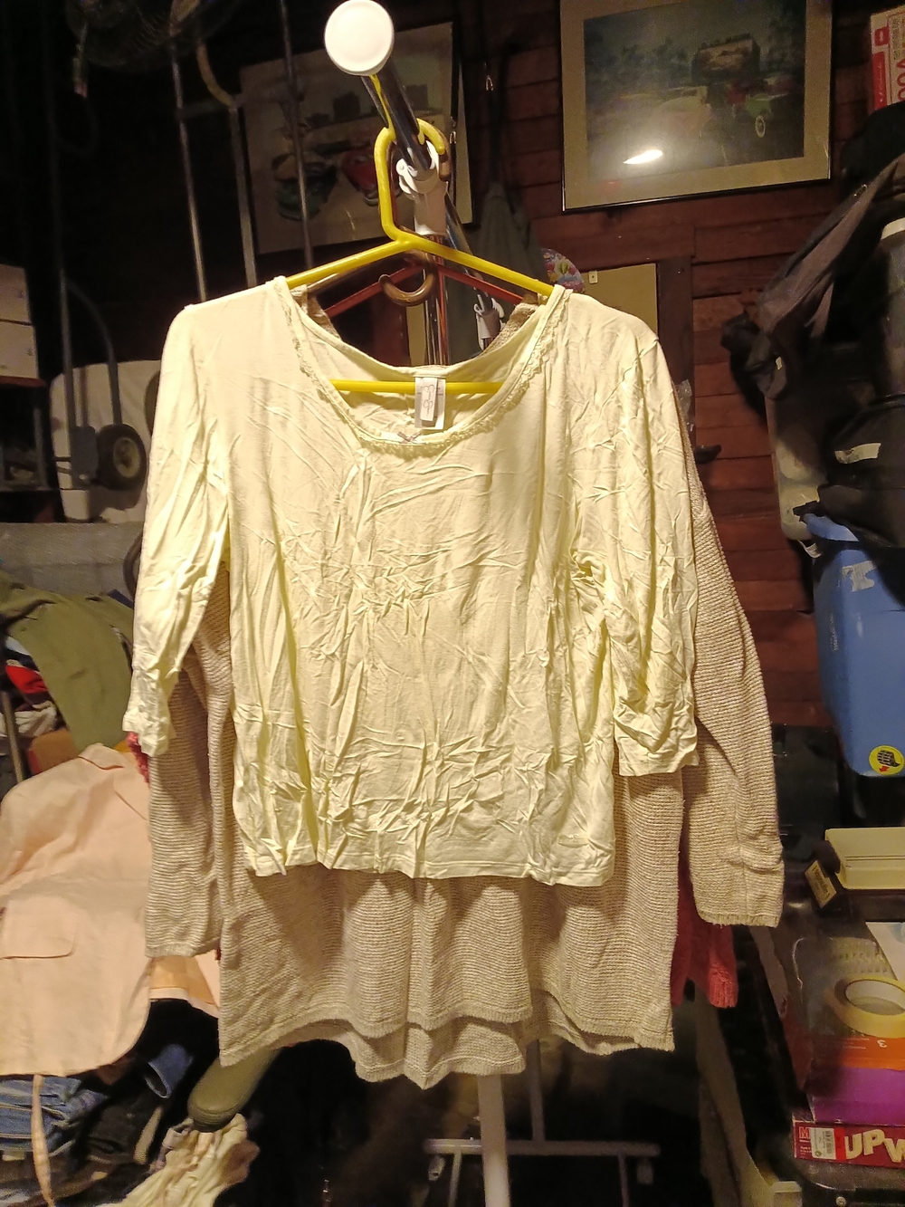 Jessica Simpson Pale Yellow Scoop Neck Long Sleeve Tee
